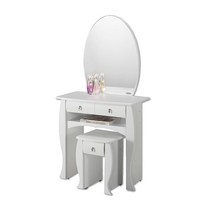 한정수량 로미오 입식화장대세트 콘솔 거울 의자포함, 화이트