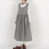 모네 옆트임 체크 에이프런원피스 앞치마