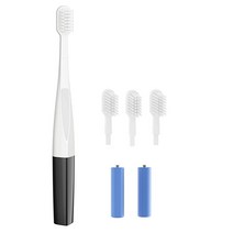 Sonic 아동용 전동 칫솔 배터리 전원 미니 전동 칫솔 부드러운 칫솔모 구강 및 잇몸 관리 IPX7 방수 블랙, Black