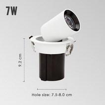 LED 통 360 도 회전 천장 스포트 라이트 COB 5W 12W 조정 가능한 램프 거실 의류 쇼룸 220V, 02 Round 7W_02 Cold White