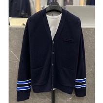 리버클래시 22F/W 다크네이비 소매 스트라이프 배색 오버핏 가디건 (LIW51904)