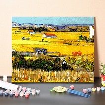 urkoteer DIY 세계 명화 그리기 세트 40 x 50 cm 피포페인팅 꽃 해바라기 풍경화/원목 액작, 고흐작품-11-1354
