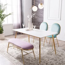 모딜리아니 M93 세라믹 골드 4인 식탁세트(의자＋벤치), 모던마블