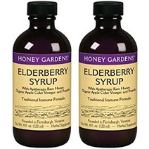 허니 가든 엘더베리 시럽 wapitherapy 생꿀 프로폴리스 앰프 엘더베리 | 면역 공식 | 2팩, 4fl oz(2개들이 팩)