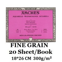 ARCHES Canson 100% 면 수채화 스케치북 18x26cm 300g/m 그림 종이 책 학생 미술 용품, [01] 180 260 fine grain