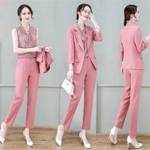 꽃소담 여성 봄가을 블라우스 정장 자켓 바지 쓰리피스 QQA1081
