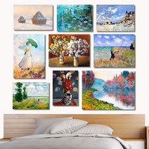 클로드 모네 인테리어 액자 No1~10 캔버스 10호(53x41cm), 9.트루빌/캔버스액자(옆면검정)_28845279