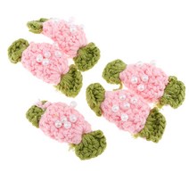 5Pcs 수제 크로 셰 뜨개질 사탕 꽃 아플리케 꾸밈 5.5x2.5cm, 폴리 에스터, 핑크