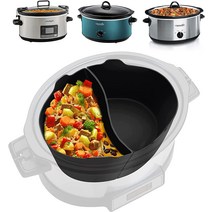 Slow Cooker Divider Silicone Liners 6 Qt Crockpot and Slow Cookers Compatible Cook Two Dishes At O, 한개옵션0