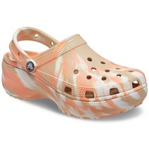 [크록스] 클래식 플랫폼 마블 클로그 블랙화이트 여자 샌들 신발 207176-066