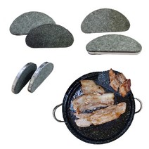 [(유)금산돌그릇]장수곱돌 고기받침 (10개 묶음) 모서리가공 반달 고기방석 스텐 돌 고기받침대 다익은고기 타지않게, 160x80mm-10개, 스텐테