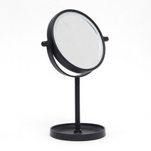 홈뷰티 LED 조명 화장대 탁상 거울 스탠드 화장 원형 블랙 12.5cm, 상세 참조
