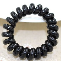 PKFARM 말랑말랑한 자국안남는 검정 머리끈 전화선 스프링 용수철 머리끈 10P