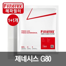 1+1 필터렉스 PM0.3 헤파 제네시스 G80 차량용 에어컨필터, 현대, 2개-제네시스G80 17~20(S104)