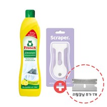 Frosch 독일 친환경 프로쉬 인덕션클리너SET+리필칼날, 레몬세트(클리너500ml+스크레퍼+리필칼날1개)