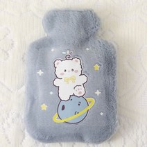 충전식손난로 핫팩 토끼털 물 주머니 주입 손난로 두꺼운 방폭 봉제 만화 대형, Blue Bear