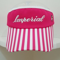 임페리얼 골프웨어 여성 왕관 로고 스트라이프 배색 골프 썬캡 모자 (핑크), 핑크(73)