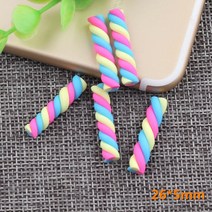 스파이럴반죽기 카와이 나선형 마시멜로 캔디 폴리머 클레이 10 개 18 색 25x5mm DIY 전화 장식 카보 숑 플랫백, [10] 9
