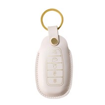 롤시 현대 아반떼CN7 5버튼 팰리세이드 그랜저IG 산타페TM 키홀더 키케이스 스마트키케이스, 크림아이보리