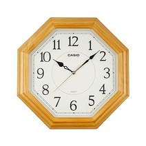 카시오 벽걸이시계 브라운 아날로그 팔각 우드 프레임 IQ-123S-7JF