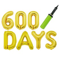 고백하는날 골드 100days 알파벳 은박풍선 파티 100일 핸드펌프 풍선세트, 1세트, 600일