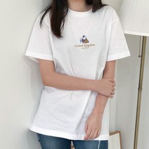 험블스튜디오 유럽감성 캐릭터 레터링 코튼 반팔티 2색