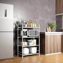 똑여사 전자레인지선반 거치대 밥솥선반 오븐다이 렉 전자렌지수납장, 실버 55cm 4단