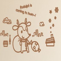 크리스마스창문스티커 루돌프왔어요 RC 108, 라이트올리브