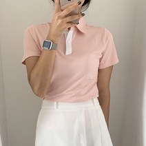 여름 라운딩 여자 골프웨어 기능성 핑크 반팔 티셔츠