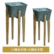 양철통 철제양동이 양철바스켓 빈티지 식물 대형, 6.F