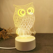 아크릴 오로라 우주비행사 무드등 로맨틱 러브 3D LED 램프 가정 야간 조명 테이블 생일 파티 장식 발렌타인 데이 침대 옆, 01 USB plug, 07 owl