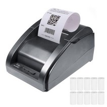 송장프린터 라벨출력기 페이지라벨기열전사 프린터 USB 미니 휴대용 PC ESC POS 58mm 영수증 송장 티켓 청, 02 BLACK with 10 paper