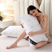 조선호텔베개 마이크로화이바 호텔 침대 및 아침 식사 코어 베개 머리 가정 학생 기숙사 침구 낮은, Classic White Embro+Middle pil, Classic White Embro+Middle pil