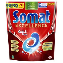 소멧 Excellence 식기세척기 세제 이코노미팩 70입 Somat 4In1 Caps Spar Pack