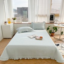 목화솜이불 목화솜요 한국 스타일 퀼트 더블 침대 커버와 베개 100% 코튼 프릴 편안한 퀸 사이즈 세트 소