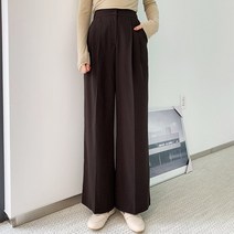 티데일리 티알 핀턱 롱 와이드 슬랙스 여성용 뒷밴딩 바지