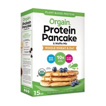 Orgain 단백질 팬케이크 및 와플 믹스 통밀 & 귀리 쌀가루 식물성 단백질 10g 15oz Protein Pancake & Waffle Mix Wheat & Oat, 1개