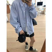 자켓코트 주목목목 API T 가을 신 남자 친구 무드 야구복 카라넥 싱글 버튼 줄무늬 블루 와이셔츠 식 2623692655