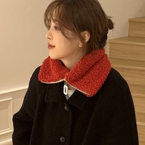반디아 니트 트임 페이크폴라 목토시 넥워머 머플러, 레드