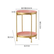 북유럽 원통형 테이블 커피 테이블 2단 수납 침실 협탁, 장미 빛 레드