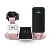 Romantic Cabin 6in1 고속 무선충전기 멀티 무선충전 거치대, 로즈 골드