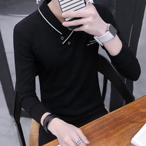 유블리 남성 브이넥 긴팔티셔츠 슬림핏 유니크한 브이넥(UV216132WD)화이치 티셔츠 가을 겨울 티 긴팔