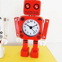 로보트 탁상시계 알람시계 귀여운 시계 탁상시계엔틱, 화이트