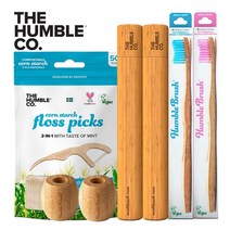 험블 대나무칫솔 성인용x2개+케이스x2개+칫솔꽂이x2개+일회용치실 민트, 없음, 상세설명 참조