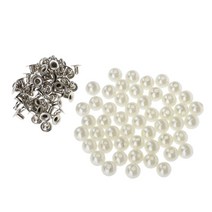 FCSHOP 150Pcs 진주 리벳 스 터 드 단추 바느질 가죽 공예 가방 6 8 12mm, 플라스틱, 철, 베이지