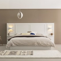 장인가구 데이언 호텔침대 수납침대 웨인스코팅 침대 Q+멀티패널2_프레임, 내추럴