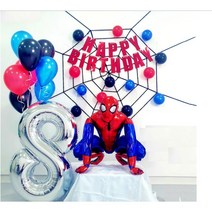 3D스파이더맨풍선 세트 대형 남아 생일 파티 아들 남아 장식 어린이집 행사 남편 선물, 5, 럭셔리(거미줄+미니풍선)