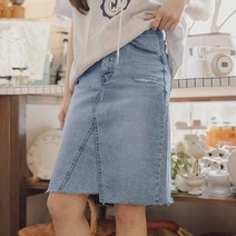 [마이더스비] 다다 데미지 데님 스커트 [밴딩]