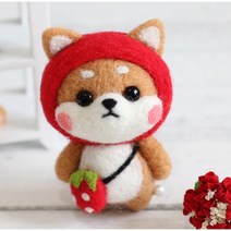 니들펠트 동물 인형 만들기 DIY 패키지 20종 (택1), 8.딸기 시바견
