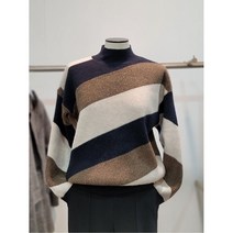 [W몰 막스카라] M24QKR359사선 스트라이프 배색 풀오버 니트